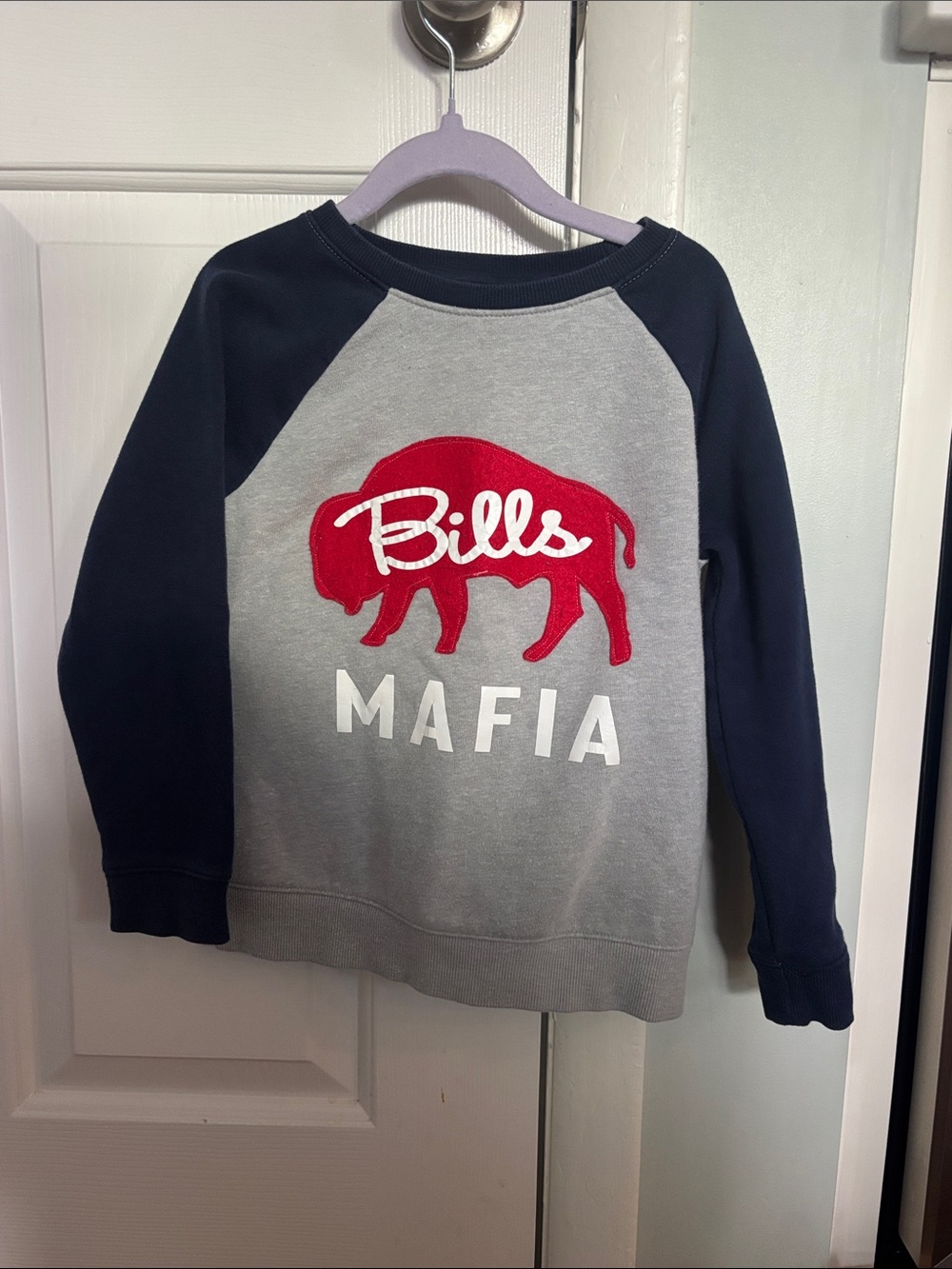 Cat & Jack Gray & Navy Raglan 'Bills Mafia' Sweatshirt
